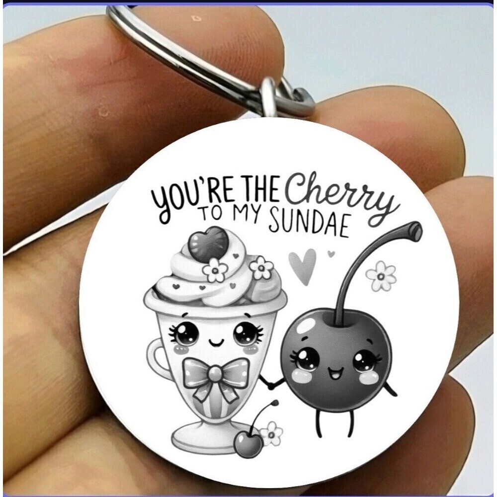 Food Restaurant Cook Chef Eat Cooking Art Sundae Cherry Stainless Keychain Lover